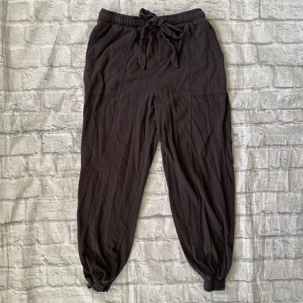 Aerie women S 100% cotton popcorn textured pull on joggers w/drawstring grey